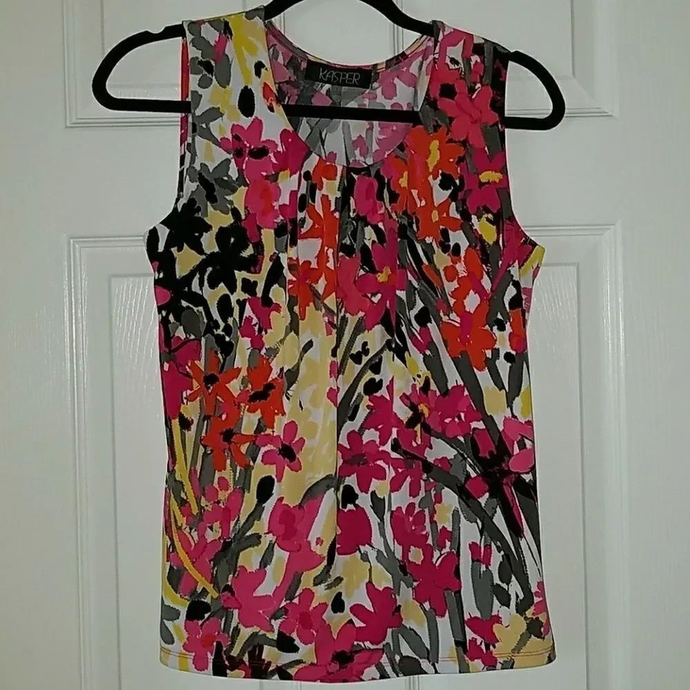 Casper bright print stretch shirt Sz S. EUC